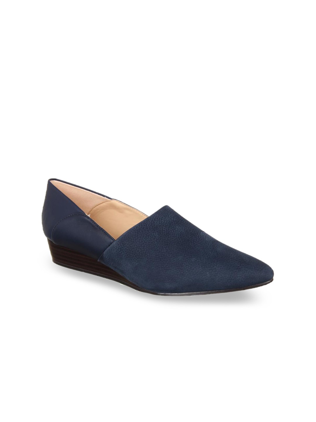 

Clarks Women Navy Blue Solid Leather Pumps