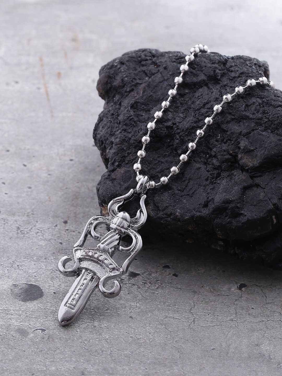

Dare by Voylla Men Silver-Plated Handcrafted Pendant with Chain