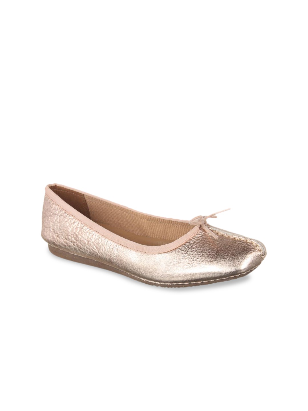 

Clarks Women Rose Gold Solid Leather Ballerinas
