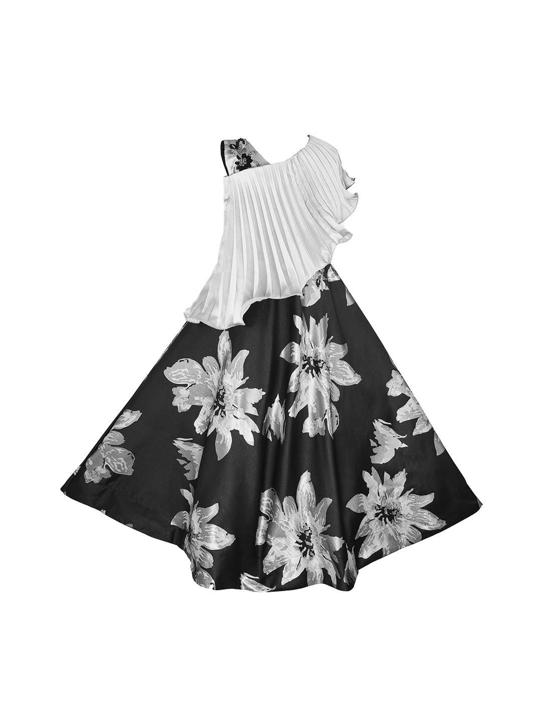 

Wish Karo Girls Silver-Toned Printed Fit and Flare Dress