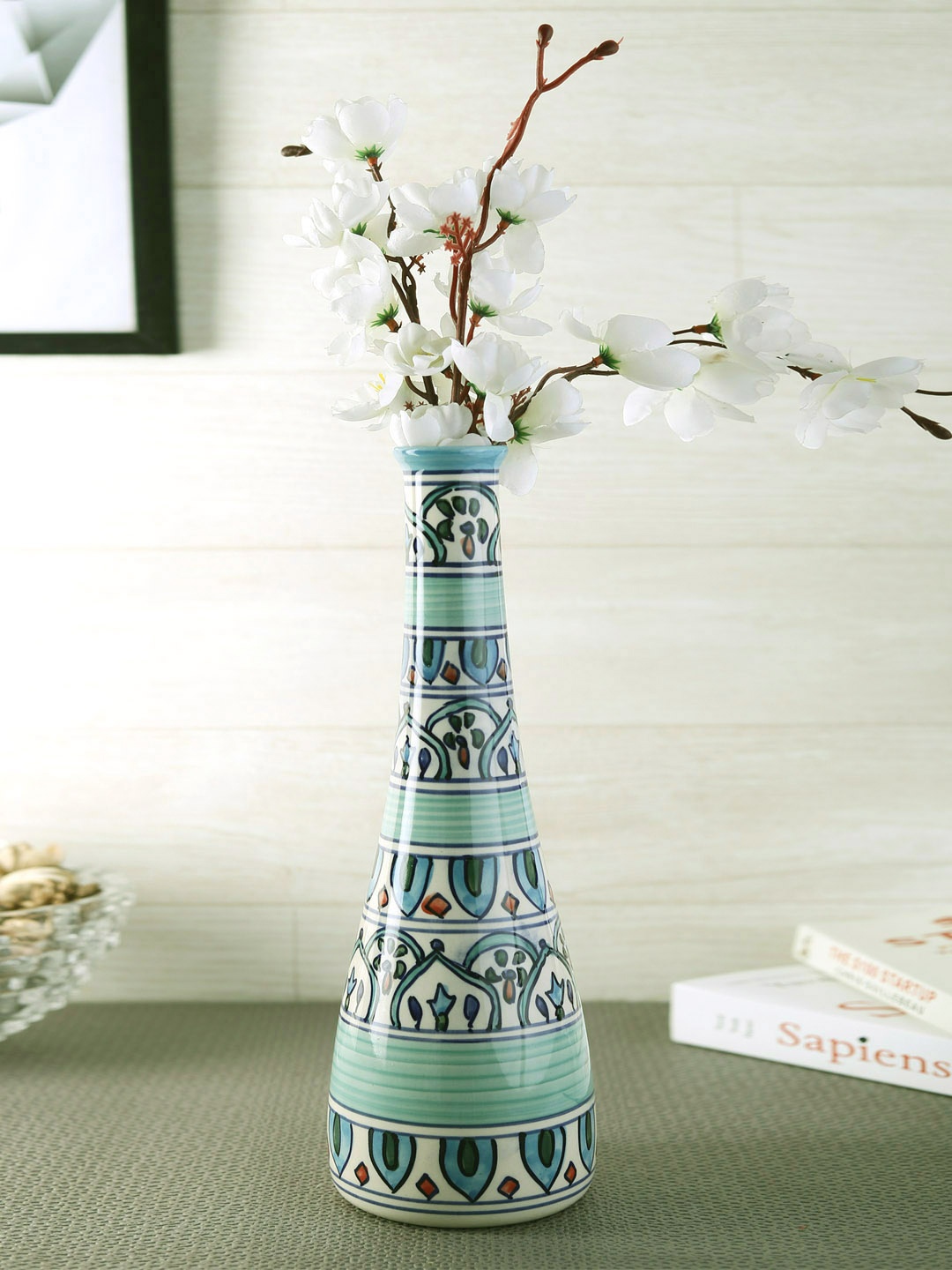 

VarEesha Turquoise Blue & White Handcrafted Ceramic Vase