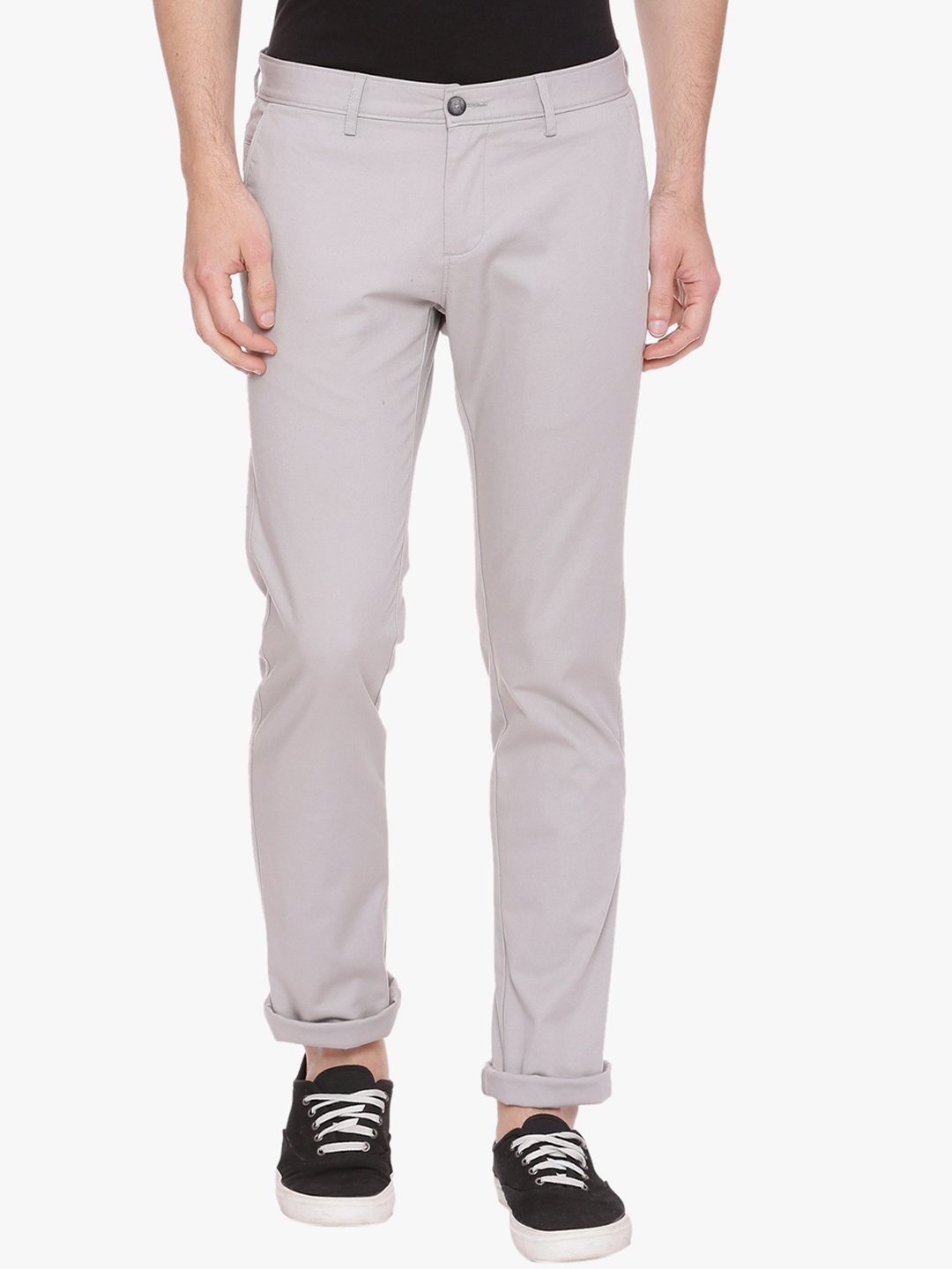 

Basics Men Grey Tapered Fit Solid Regular Trousers