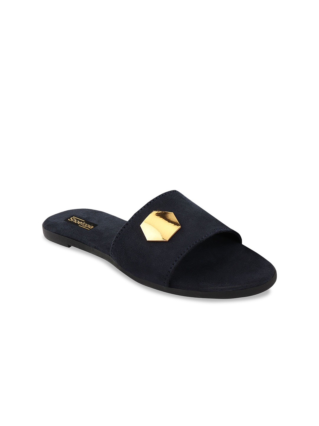 

Shoetopia Women Blue Solid Mules, Black