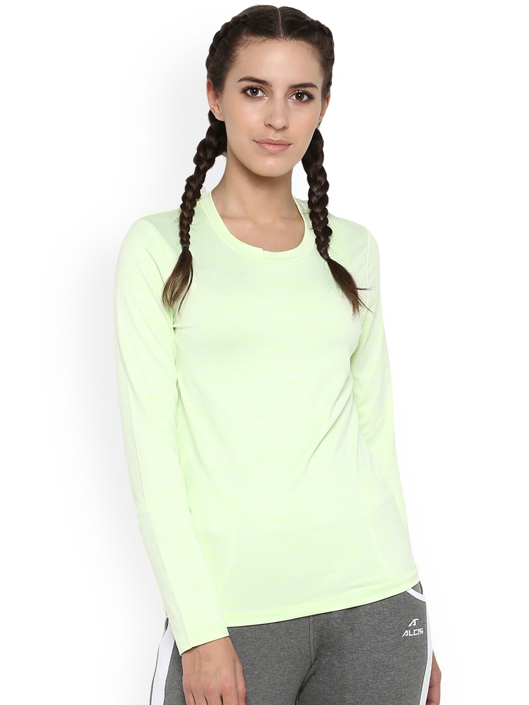 

Alcis Women Green Solid Round Neck T-shirt