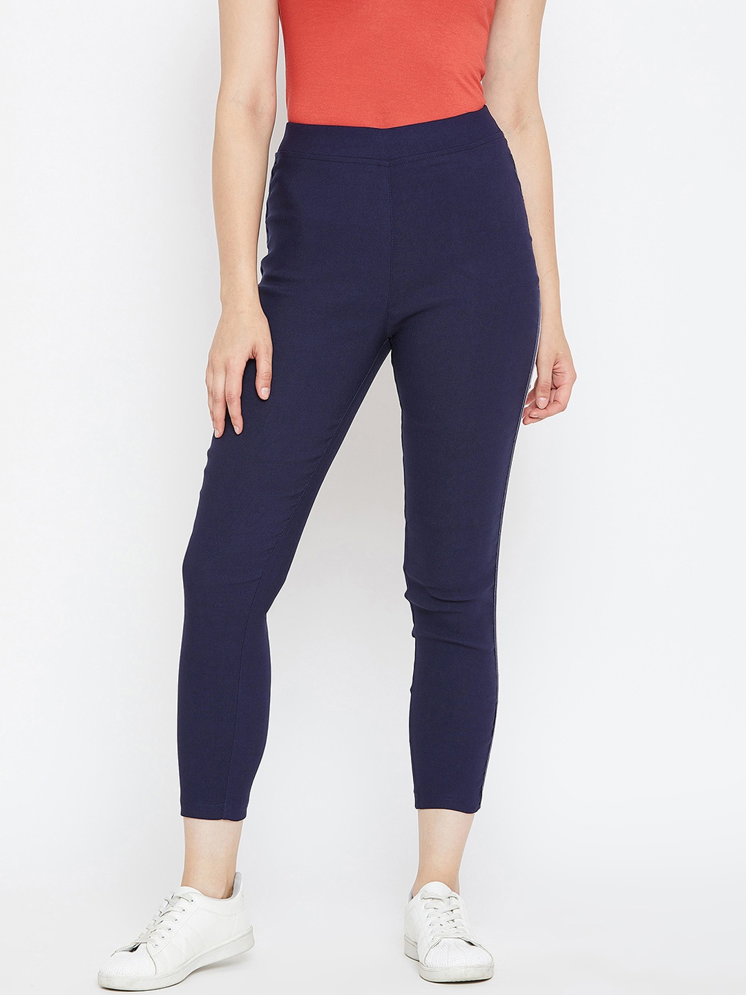 Bitterlime Women Navy Blue Solid Treggings