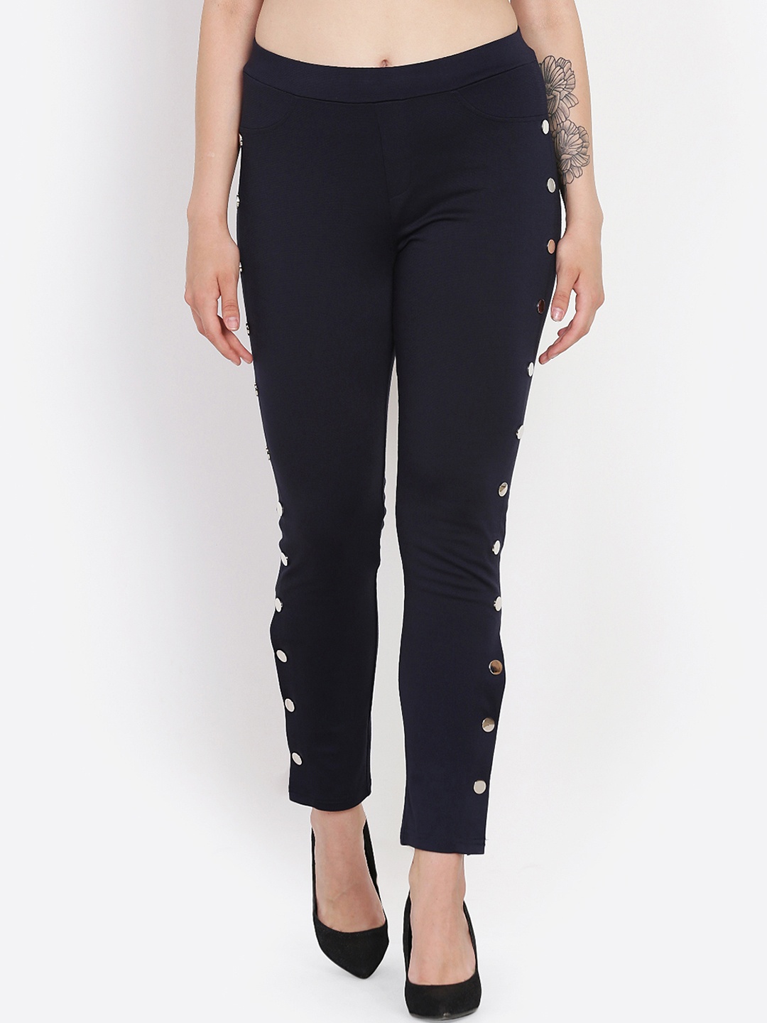 

Westwood Women Navy Blue Solid Treggings