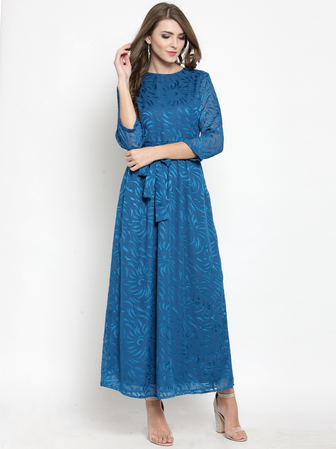 

Sera Women Navy Blue Printed Maxi Dress