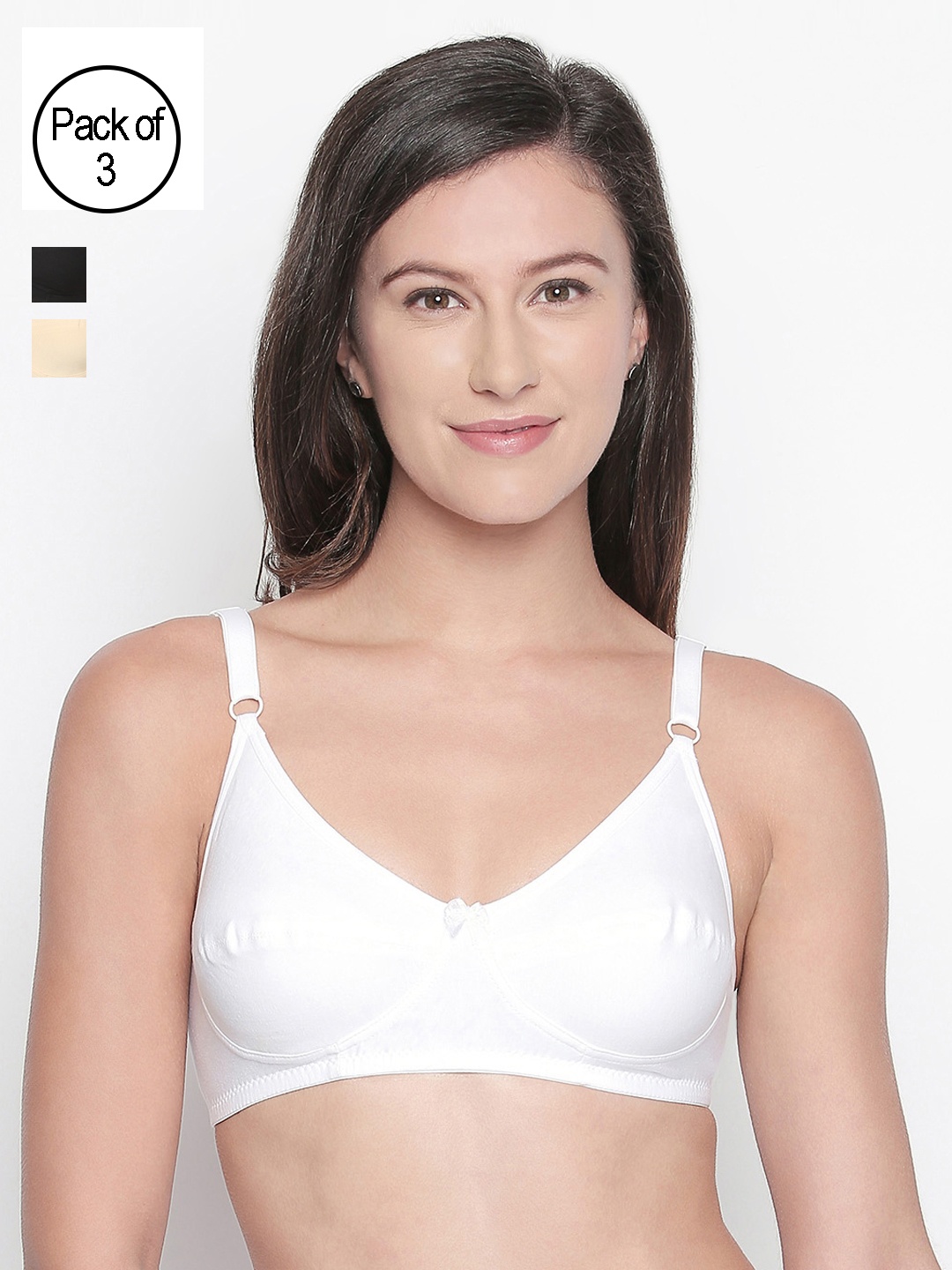 

Bodycare Pack of 3 Solid Non-Wired Non Padded Everyday Bras E6584BSW, White