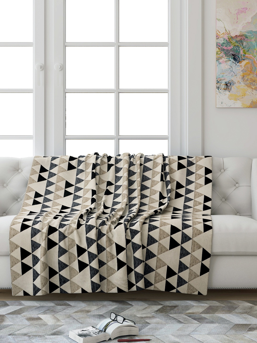 

Saral Home Grey & Beige Geometric 3 Seater Sofa Throw