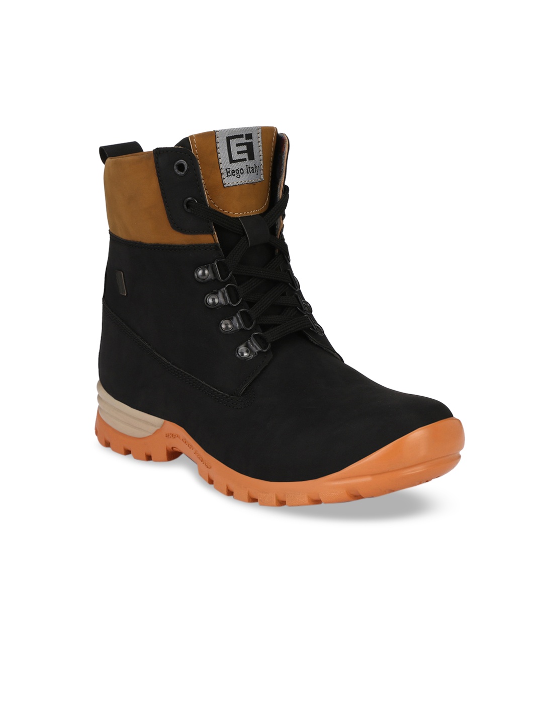 

Eego Italy Men Black Solid Synthetic High-Top Flat Boots