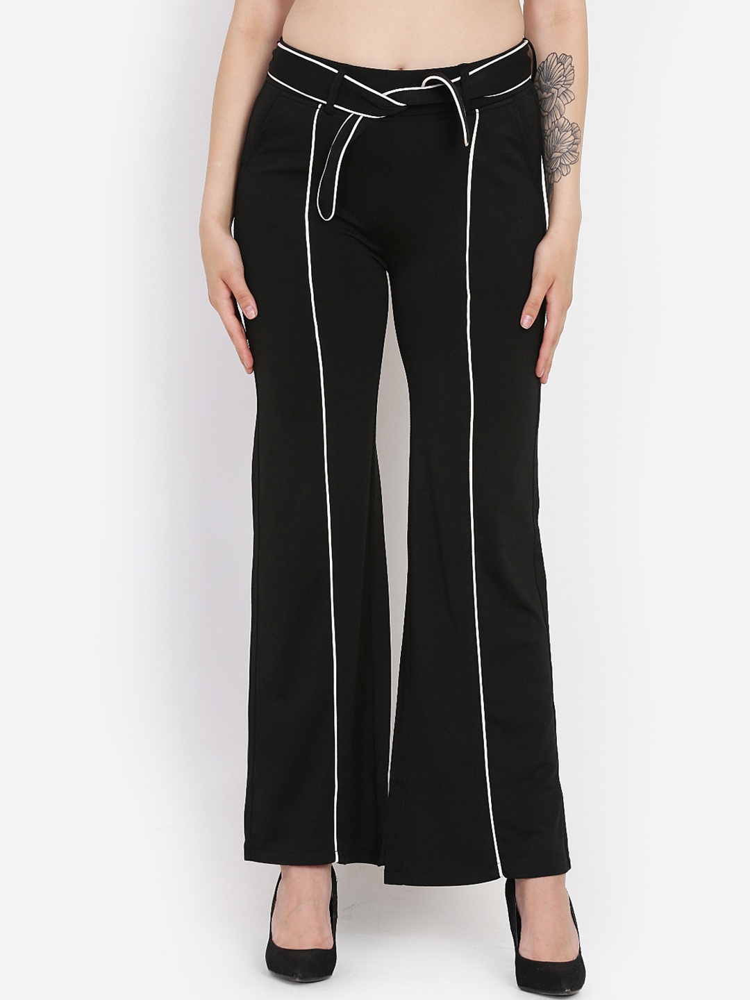 

Westwood Women Black Relaxed Loose Fit Solid Bootcut Trousers