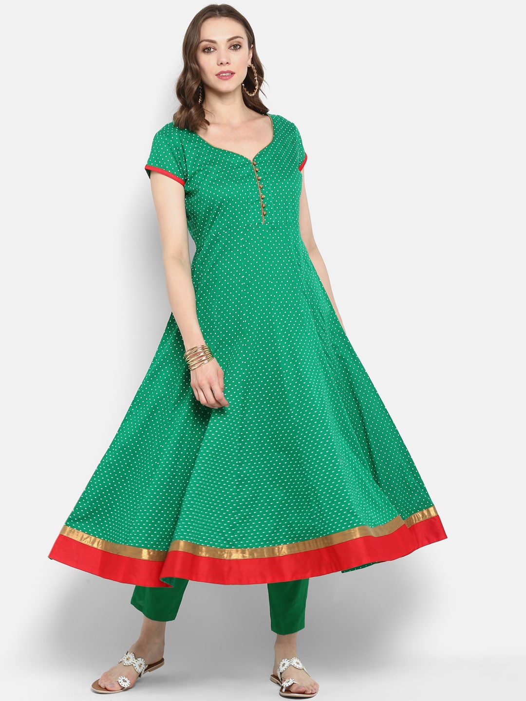 

MBE Women Green Printed A-Line Kurta