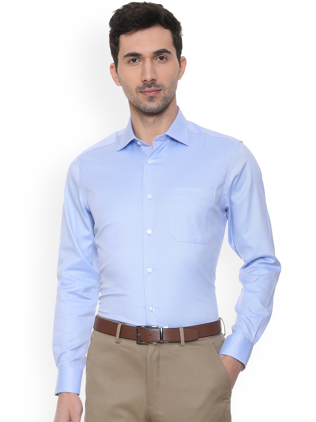 

Louis Philippe Men Blue Regular Fit Self Design Formal Shirt