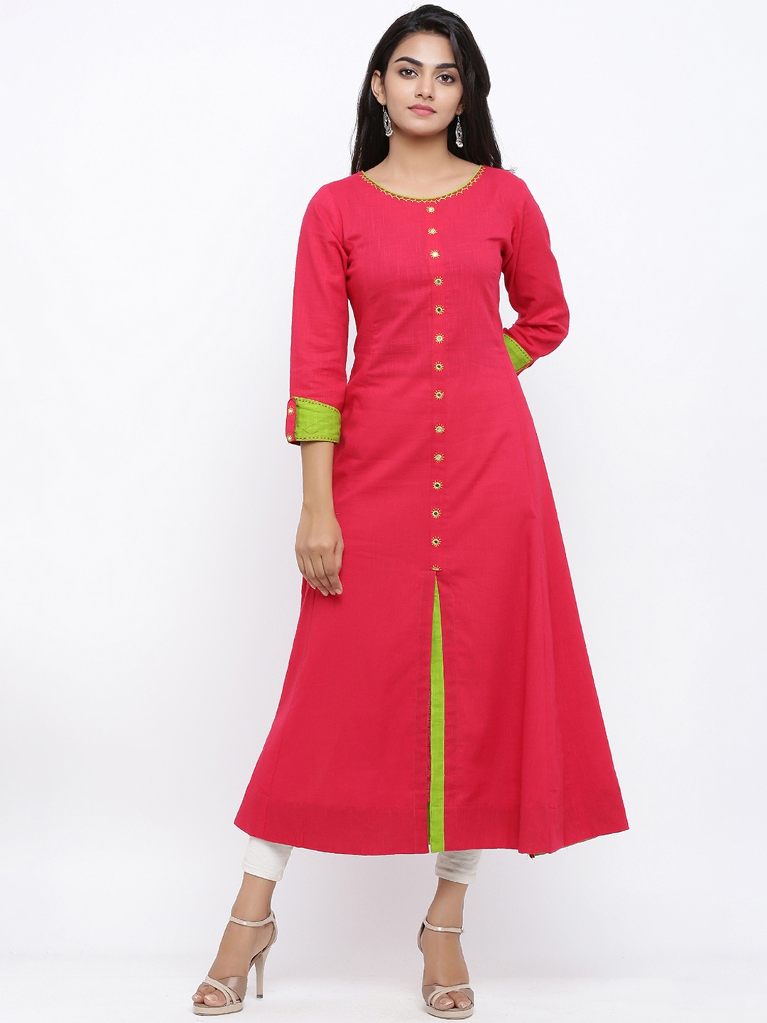 

YASH GALLERY Women Pink Embroidered A-Line Kurta