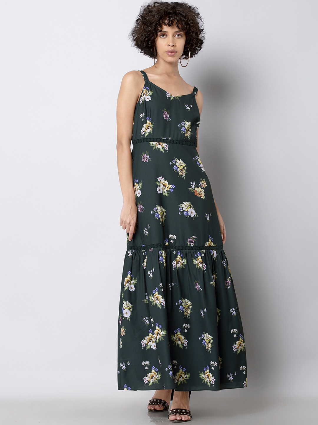 

FabAlley Women Green Printed Maxi Dress