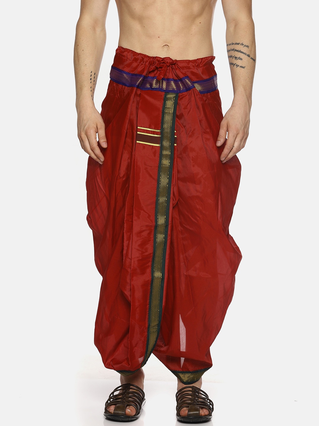 

Sethukrishna Men Maroon Solid Readymade Dhoti Pants