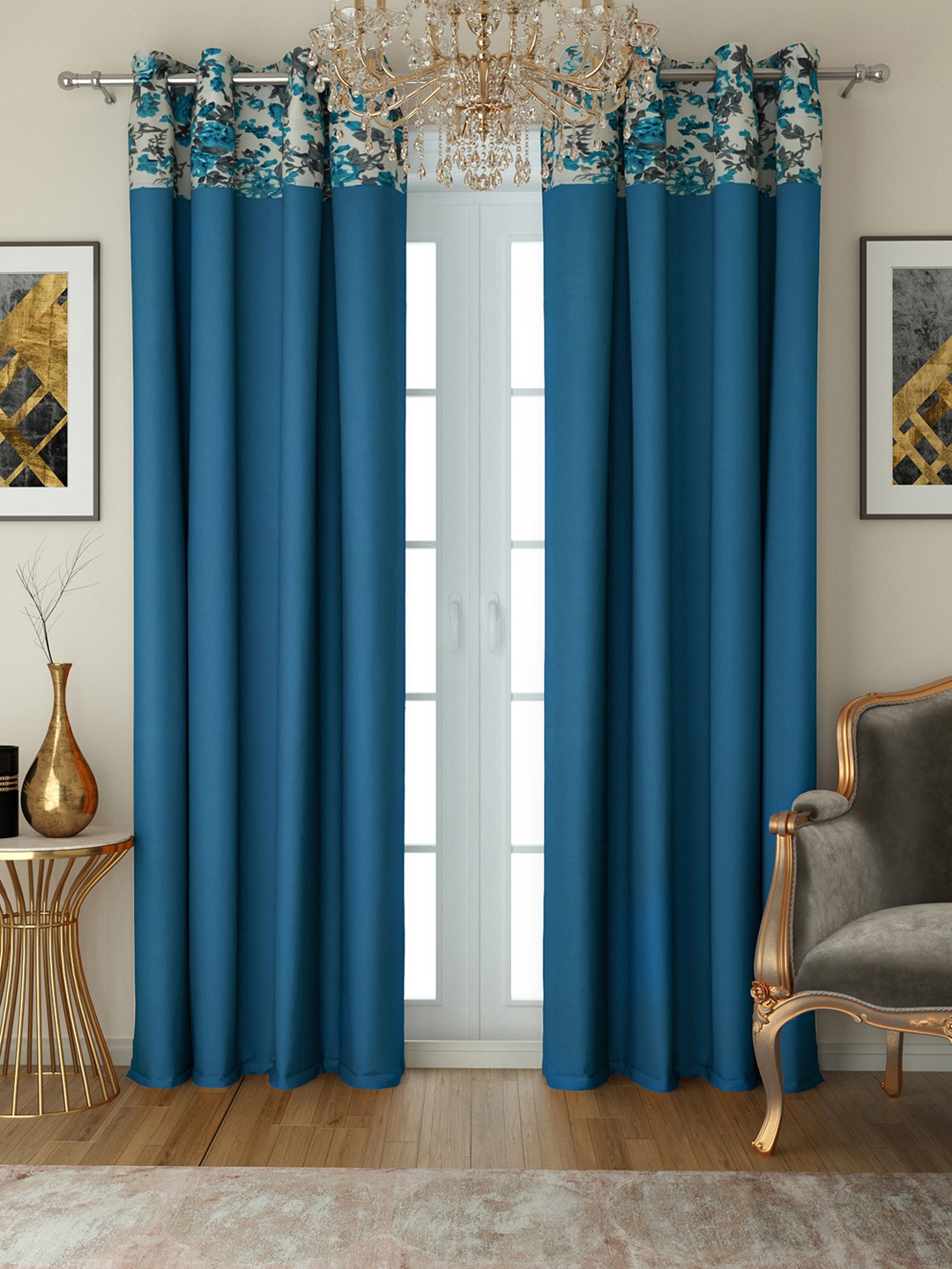 SWAYAM Blue Set of 2 Door Curtains