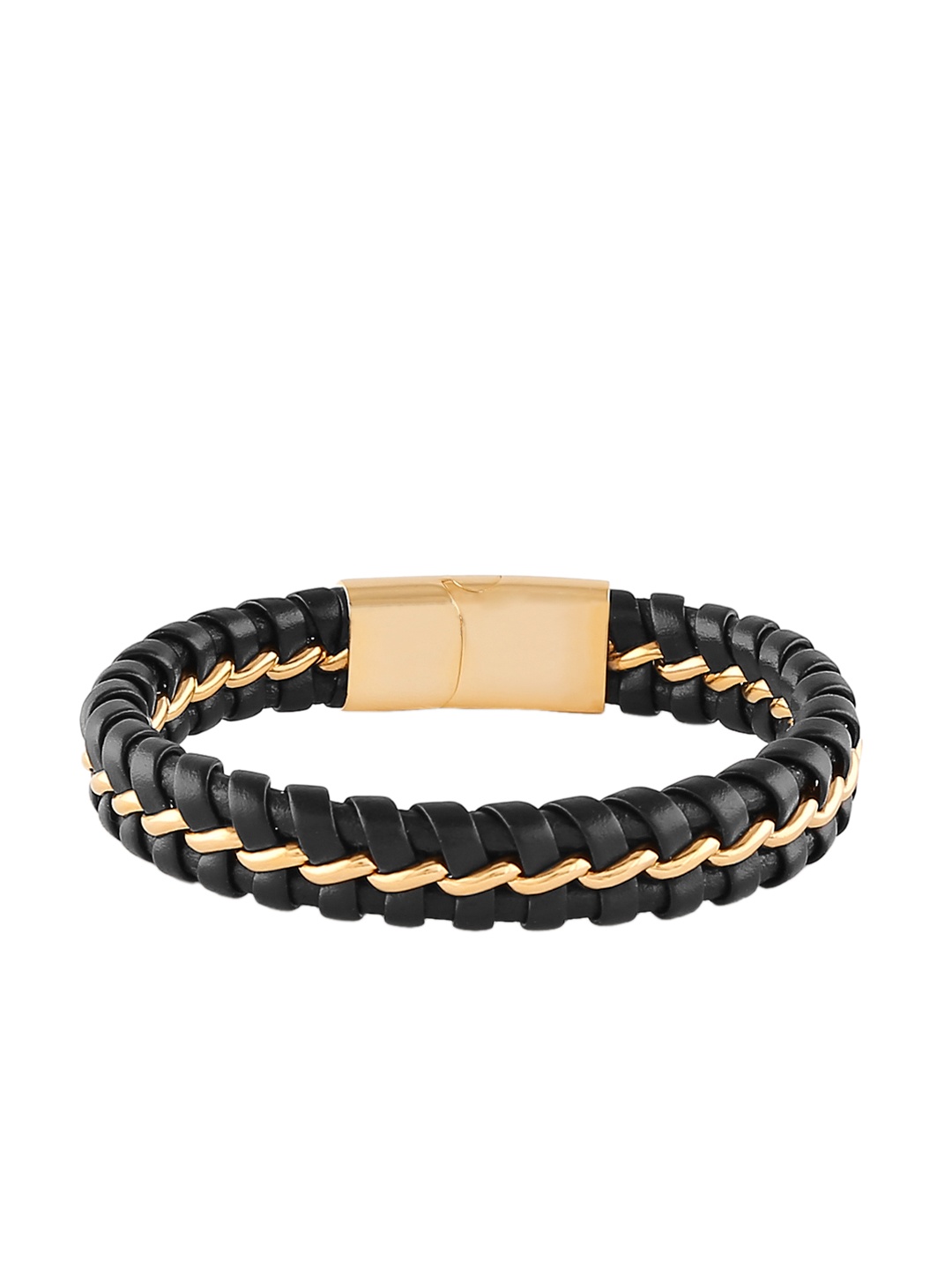 bodha Black Leather Elasticated Leather Bracelet