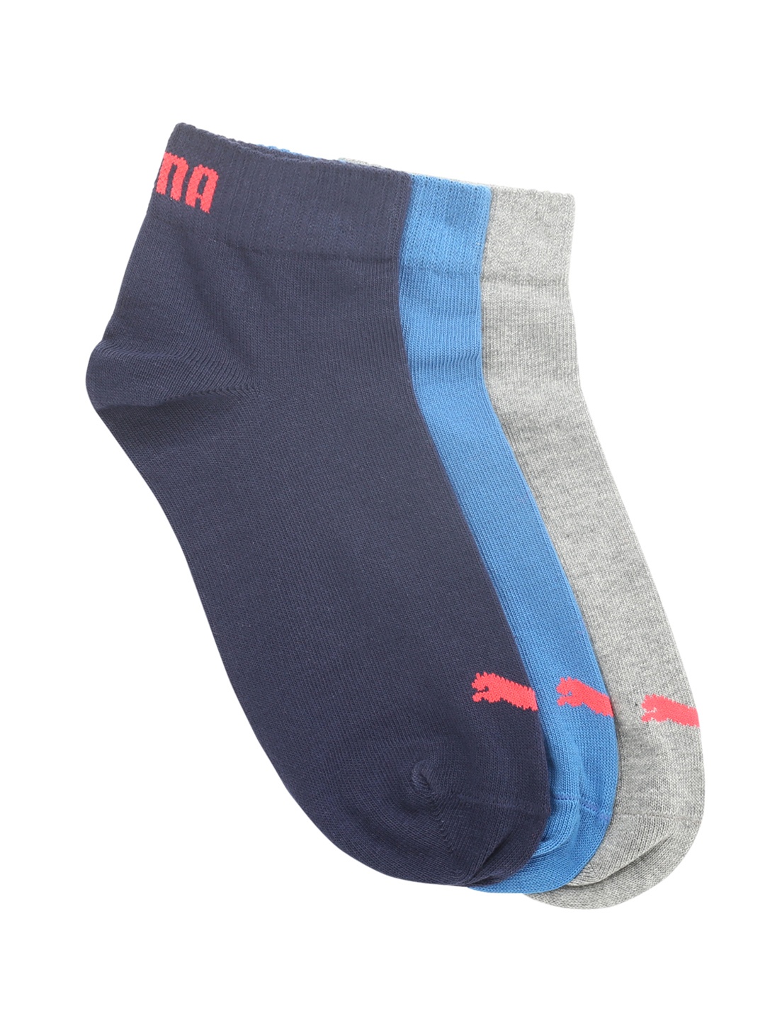 

Puma Unisex Pack of 3 Solid Ankle-Length Socks, Multi