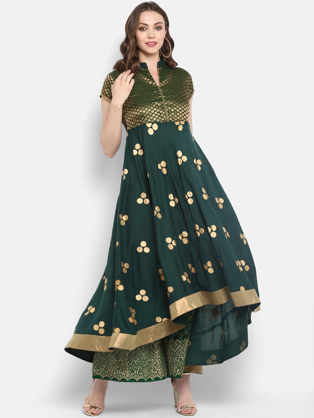 

MBE Women Green Printed Anarkali Kurta