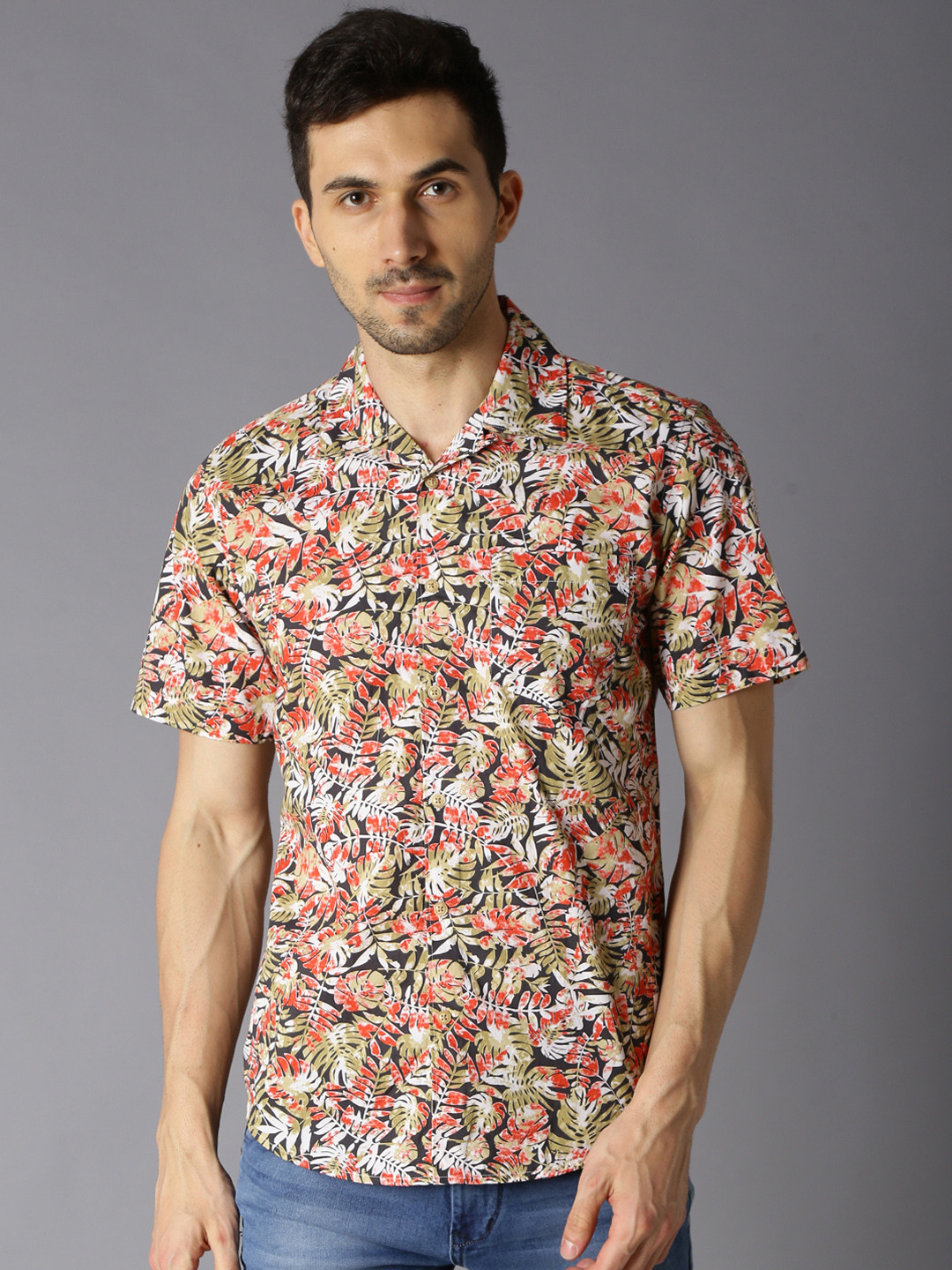 

Bene Kleed Men Beige & Pink Slim Fit Printed Casual Shirt