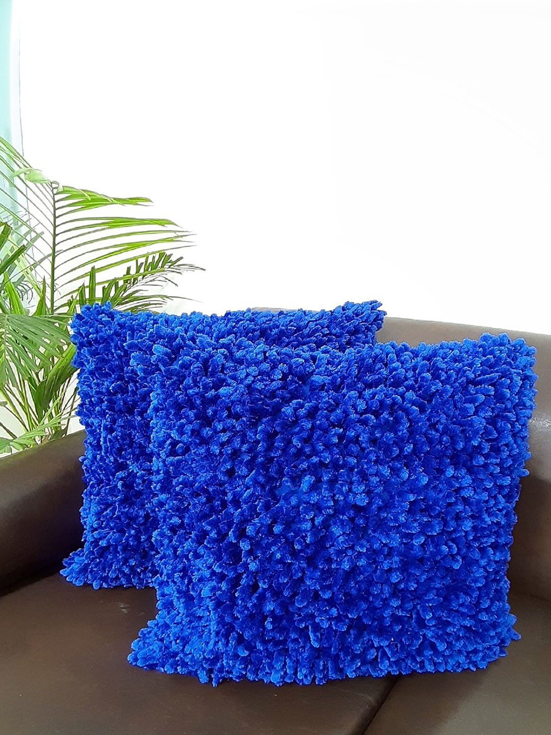 

Avira Home Set of 2 Self Design Cushion Covers, Blue
