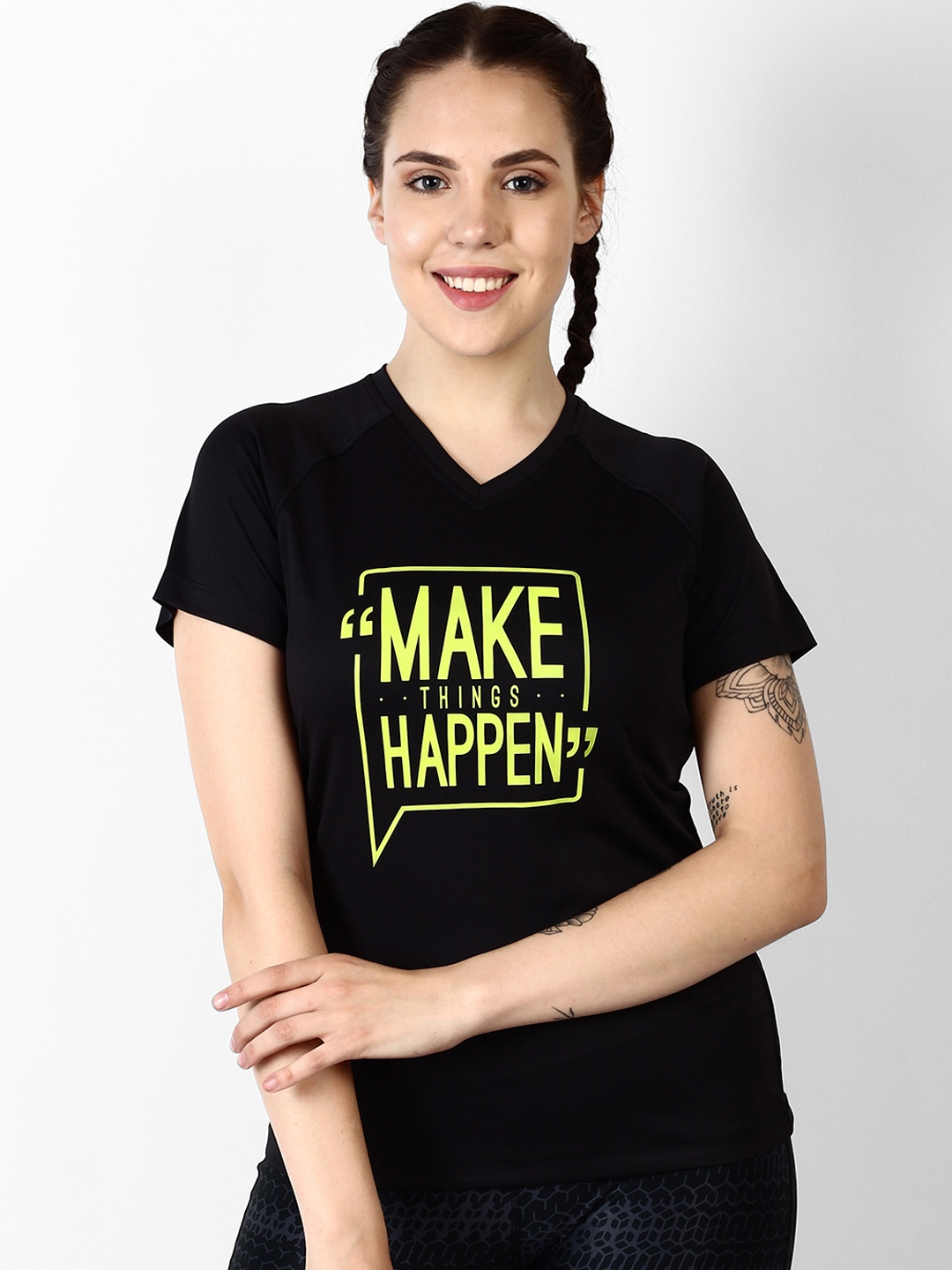 

OFF LIMITS Women Black Printed V-Neck T-shirt