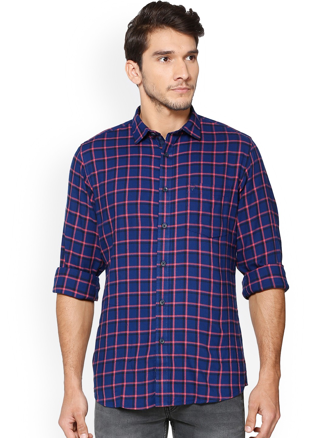 

Allen Solly Men Blue Regular Fit Checked Casual Shirt