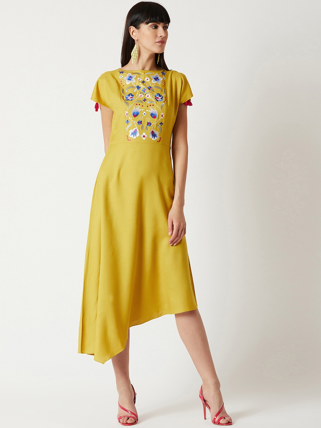 

Miss Chase Women Mustard Yellow Fit and Flare Dress