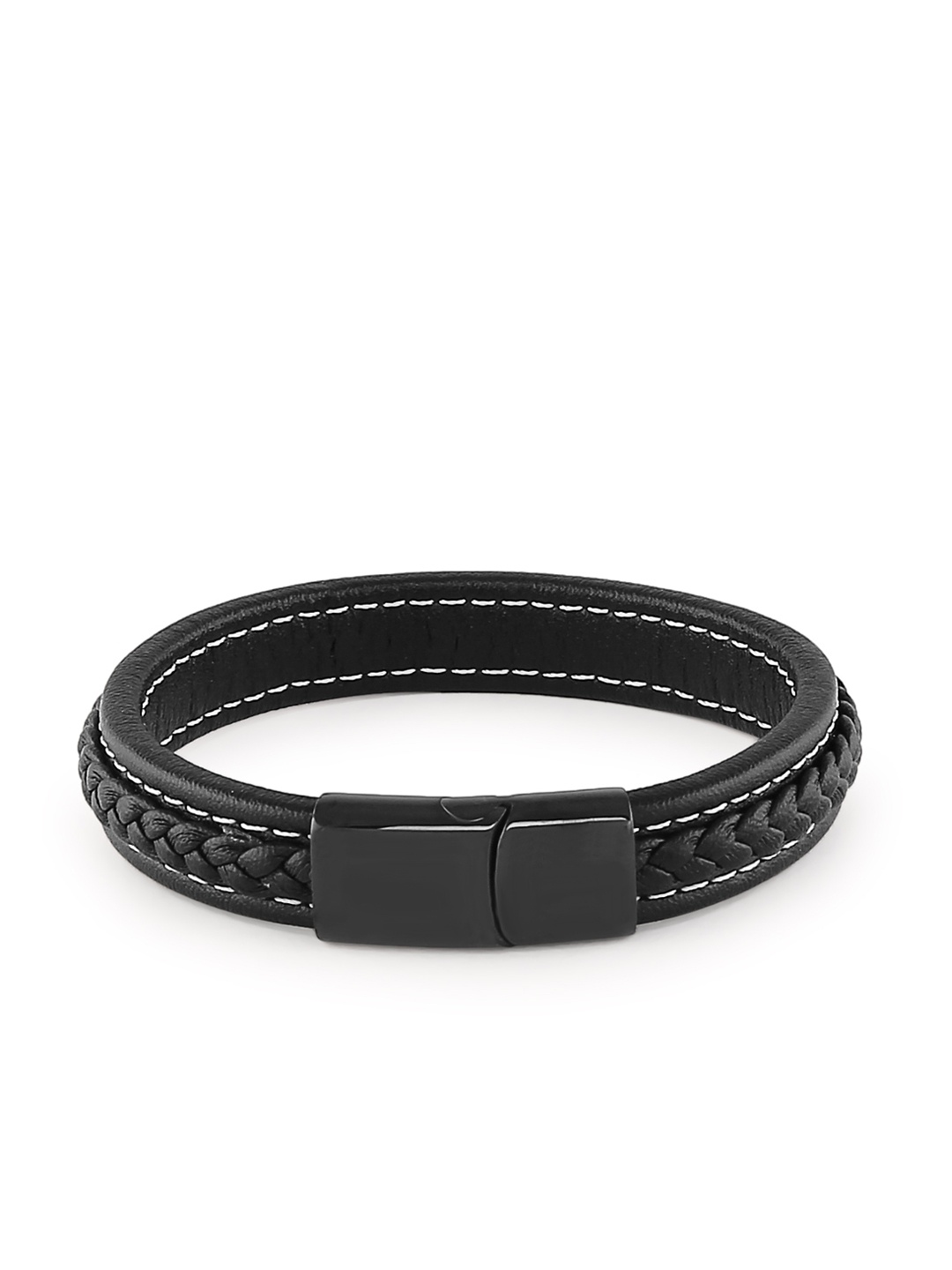 

bodha Men Black Leather Bangle-Style Bracelet