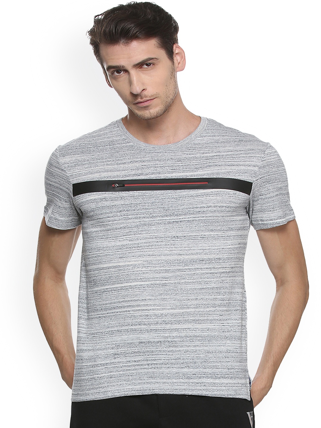 

Van Heusen Men Striped Crew Neck Short Sleeve T-Shirt, Grey