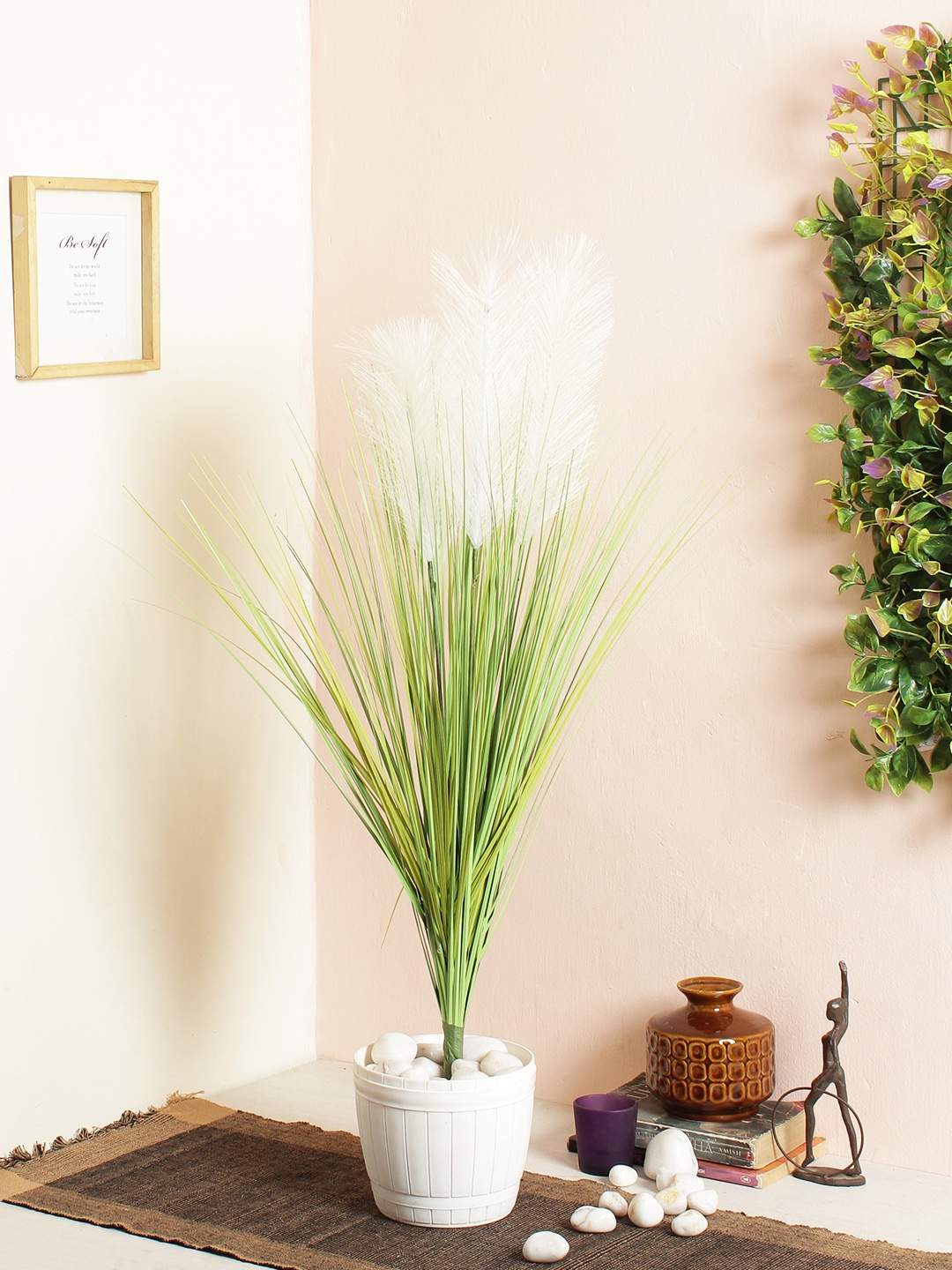 

Fourwalls White & Green Artificial Dogtail Grass Bush