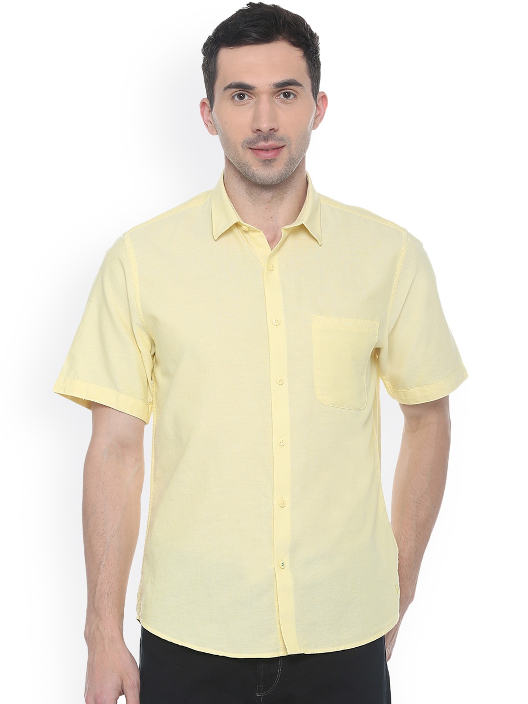 

Allen Solly Men Yellow Slim Fit Solid Casual Shirt