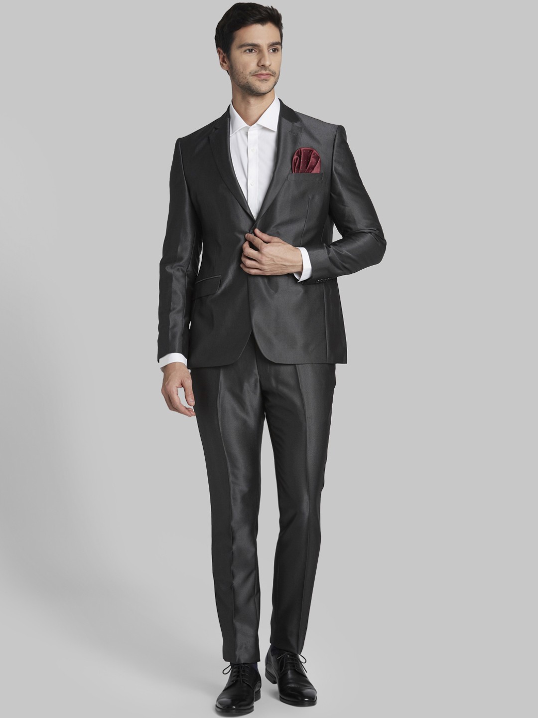

Parx Men Grey Solid Regular-Fit Single-Breasted Formal Suit