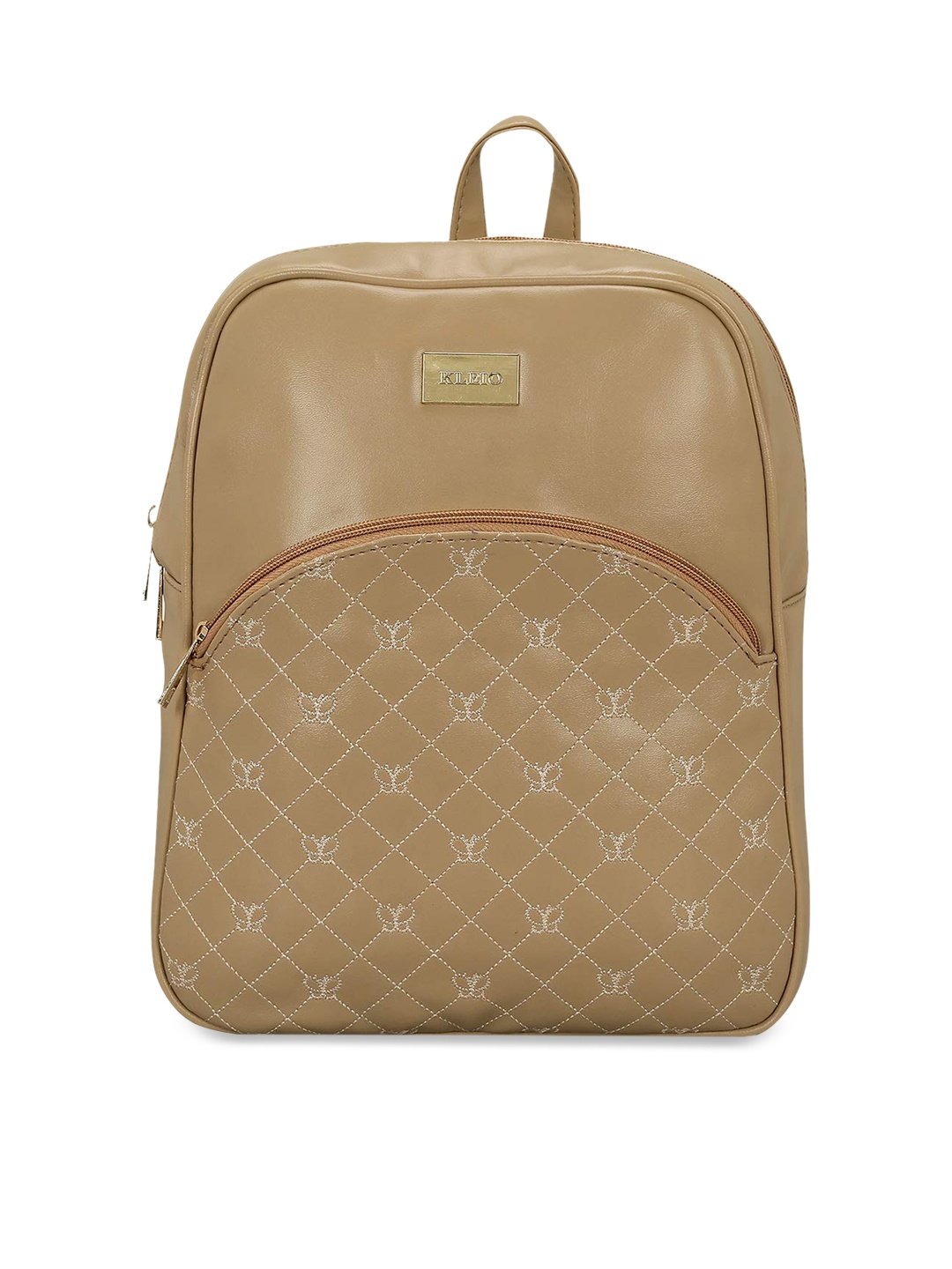 

KLEIO Women Vegan PU Quilted Backpack, Beige
