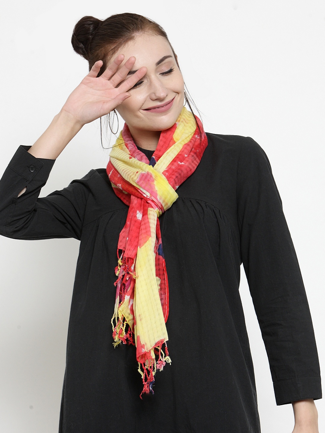 

J Style Women Red & Yellow Printed Stole