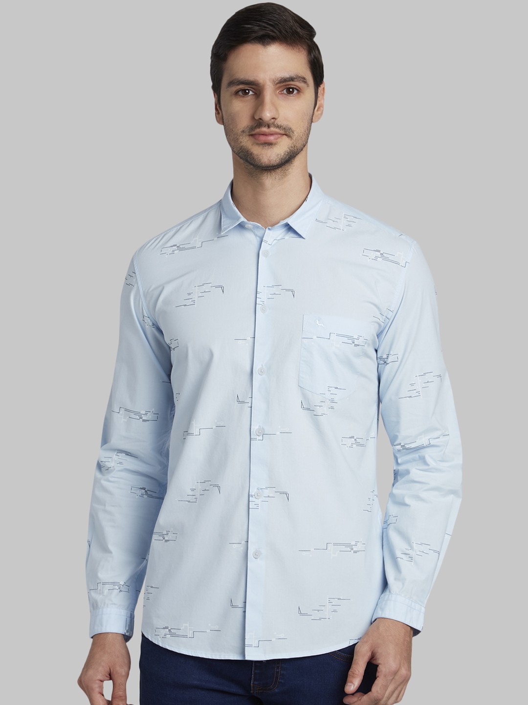 

Parx Men Blue Slim Fit Printed Casual Shirt