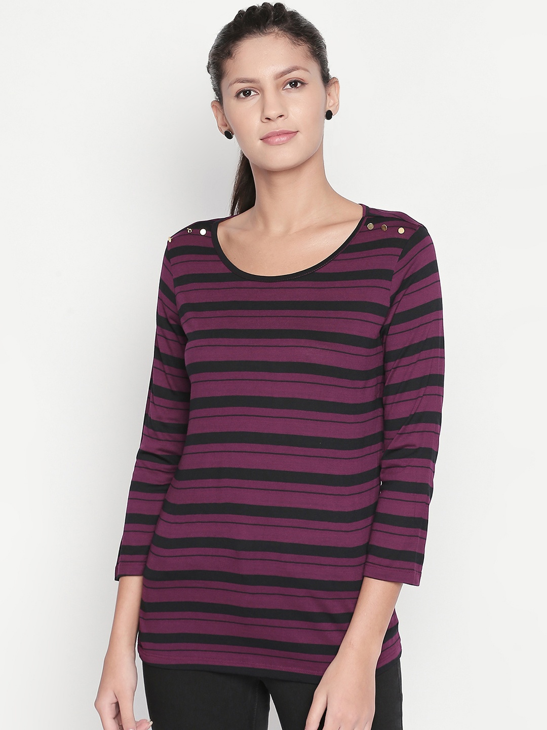 

Annabelle by Pantaloons Women Purple Striped Top