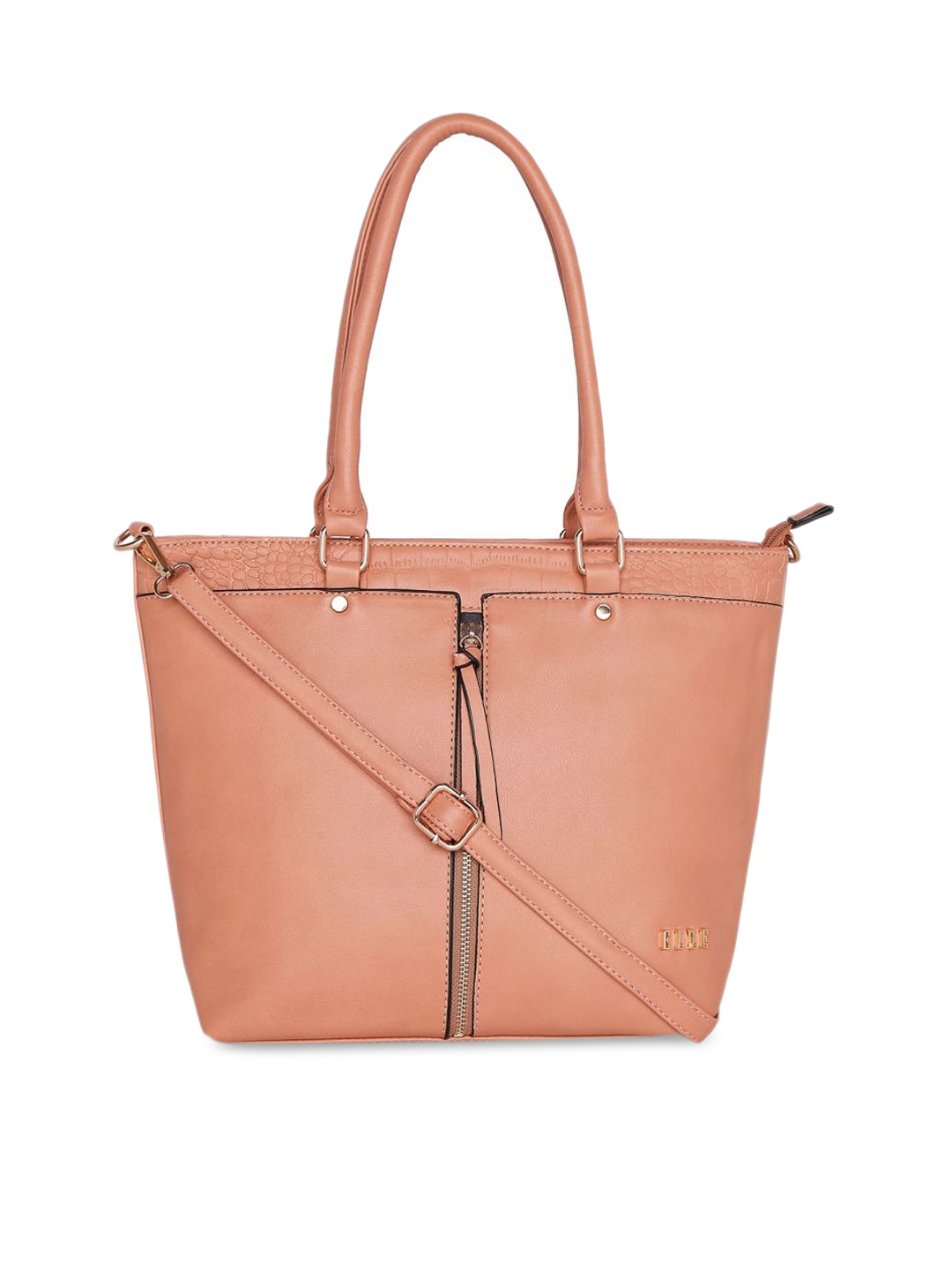 

ELLE Peach-Coloured Solid Shoulder Bag