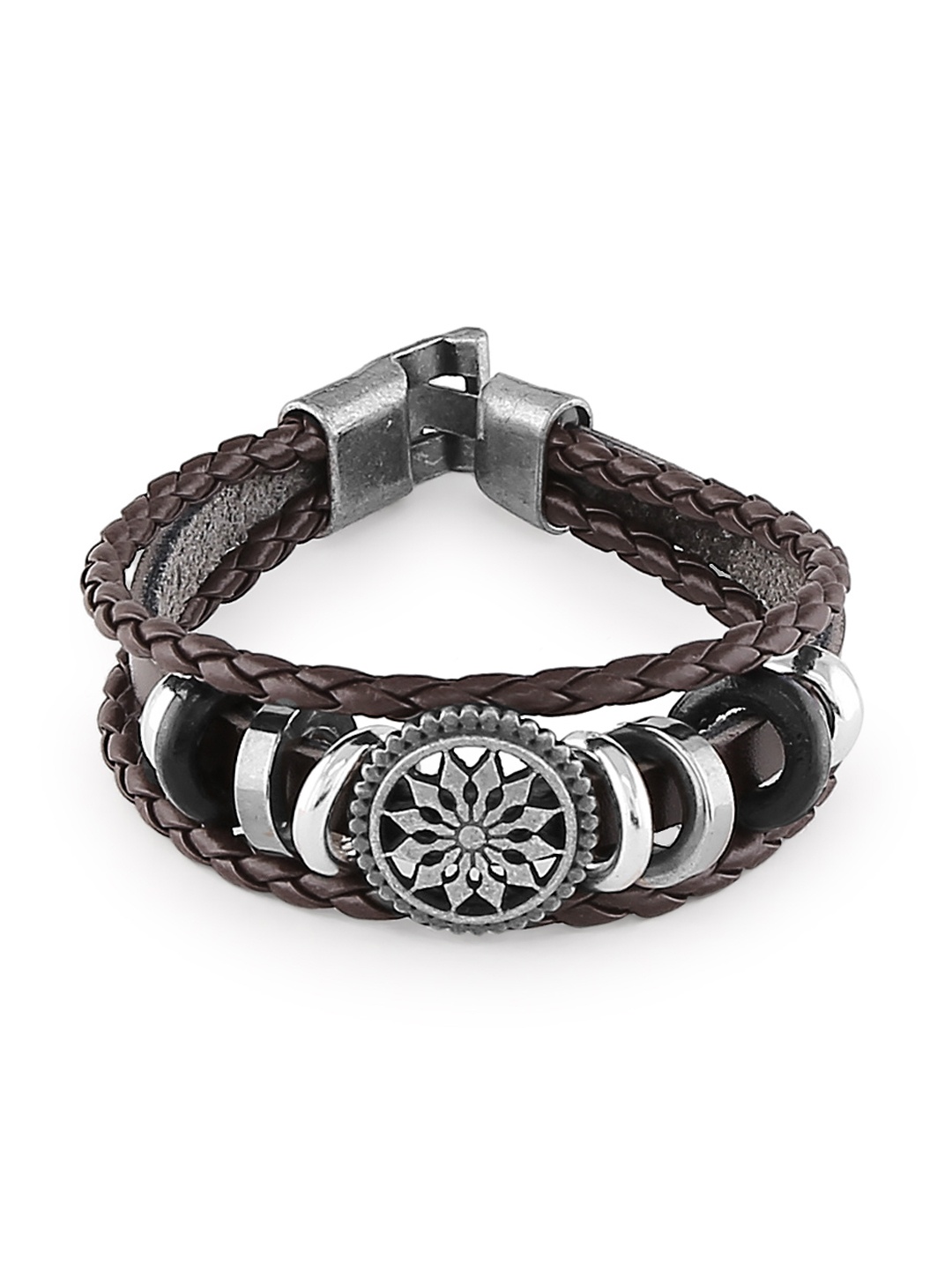 bodha Men Brown Leather Cuff Bracelet