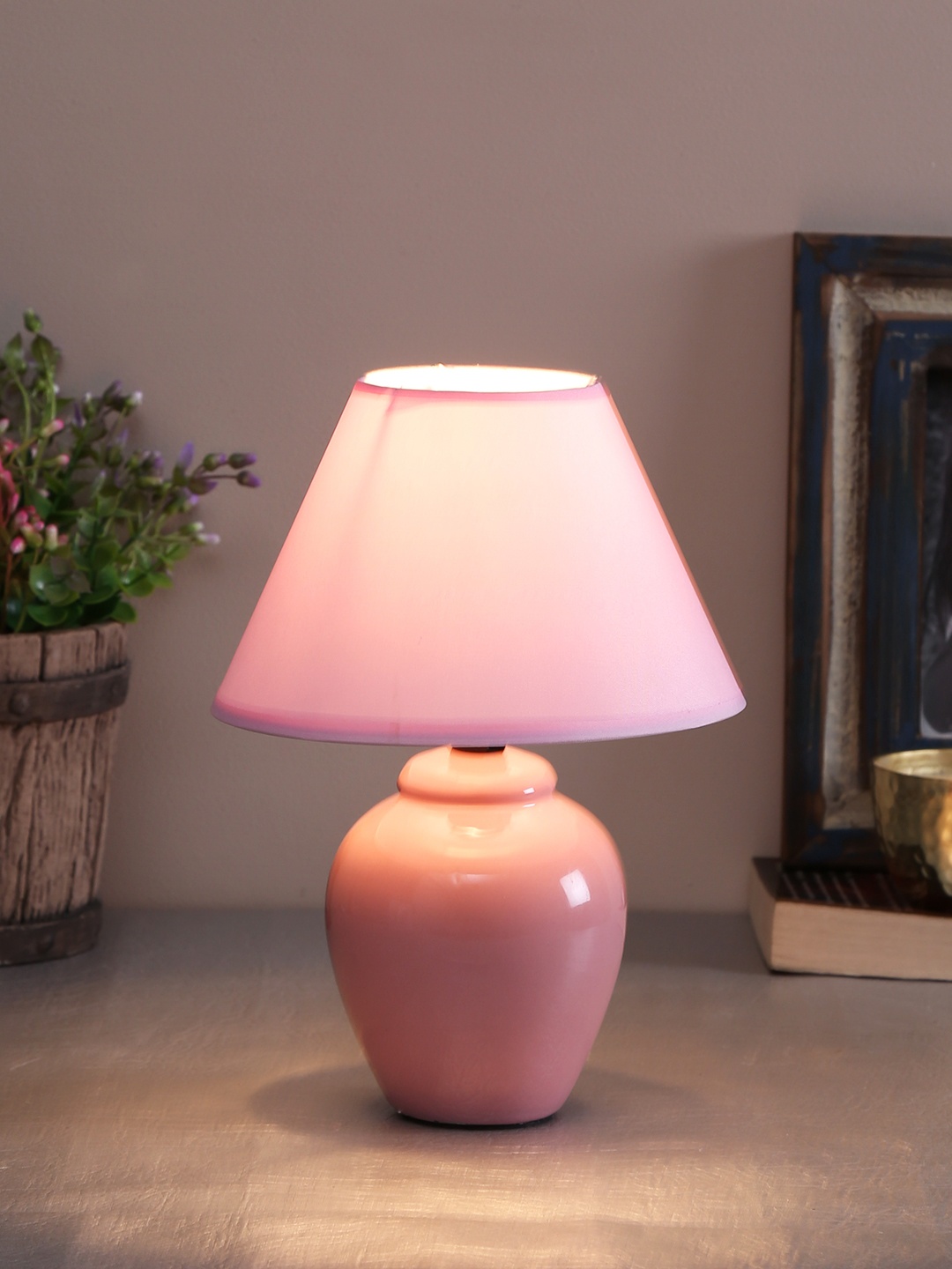 

TAYHAA Pink Frustum-Shaped Bedside Standard Table Lamp