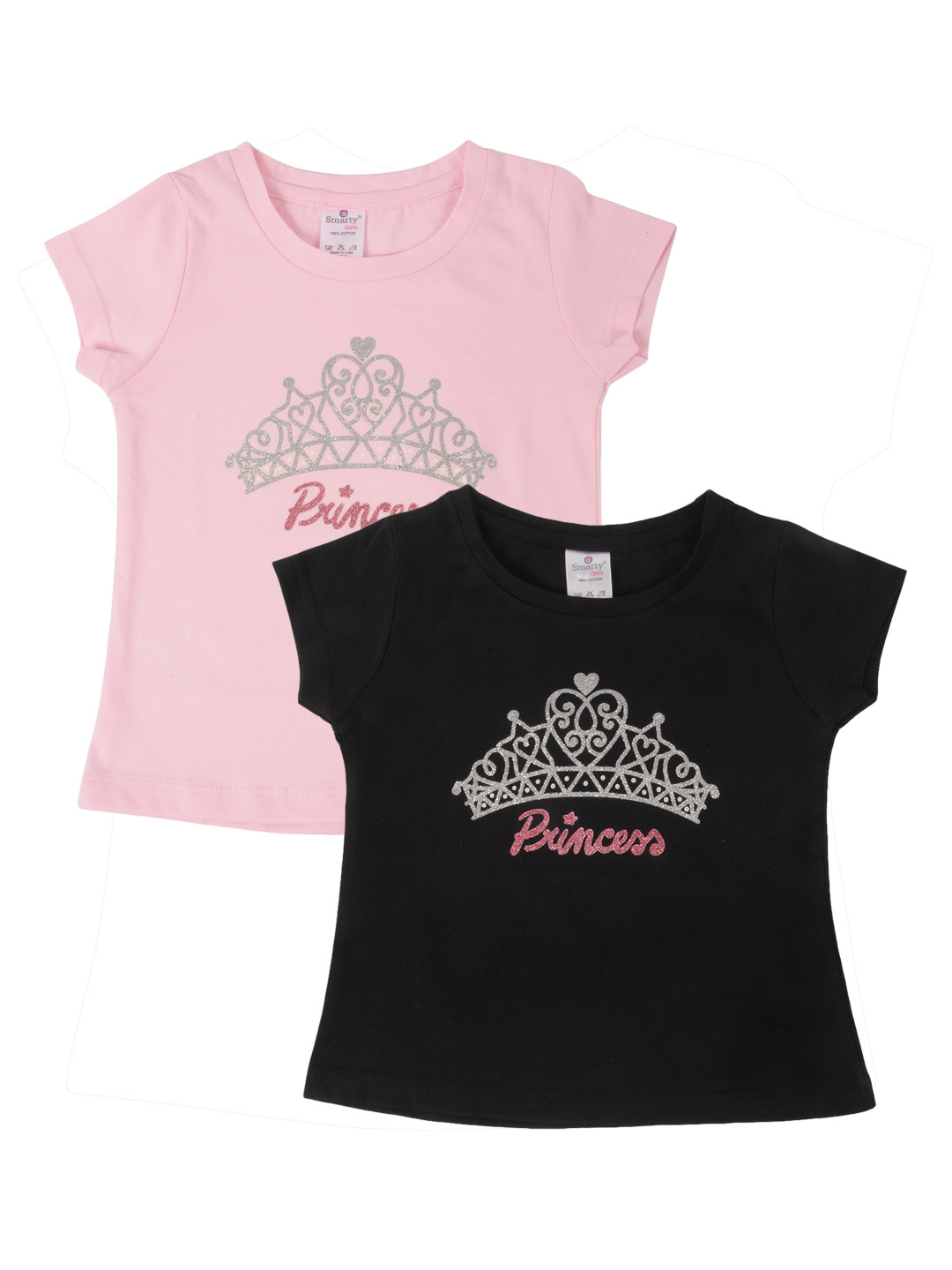 

Smarty Girls Pink Pack Of 2 Printed Pure Cotton Top