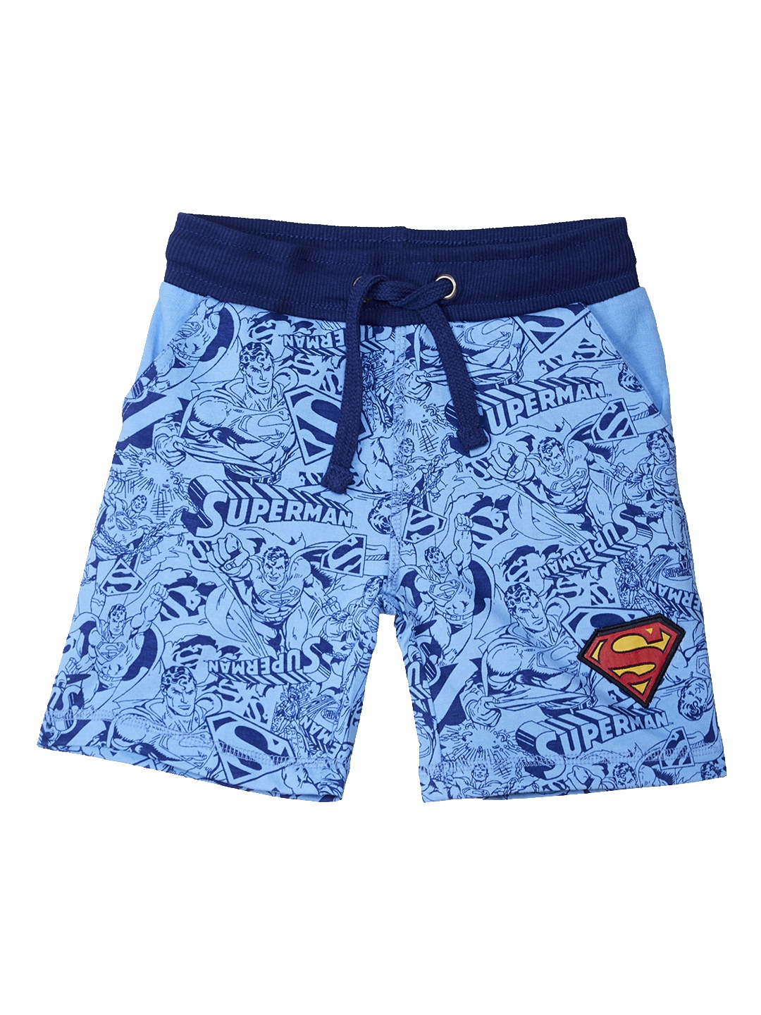 

Kids Ville Boys Blue Regular Fit Superman Printed Shorts