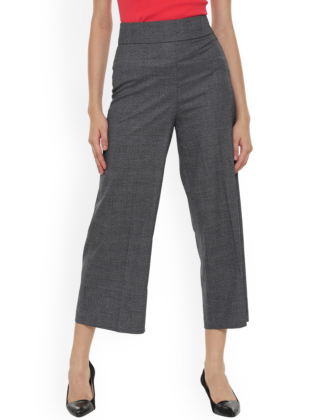 

Van Heusen Woman Grey Regular Fit Checked Culottes