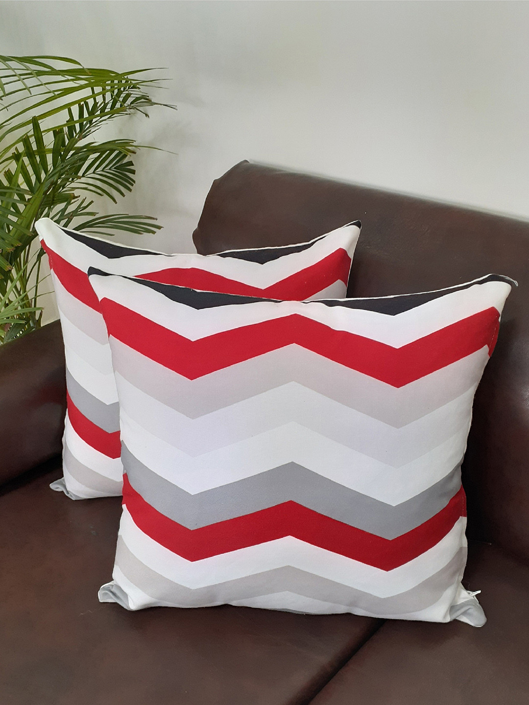 

Avira Home Multicoloured Set of 2 Self Design Square Cushion Covers, Multi