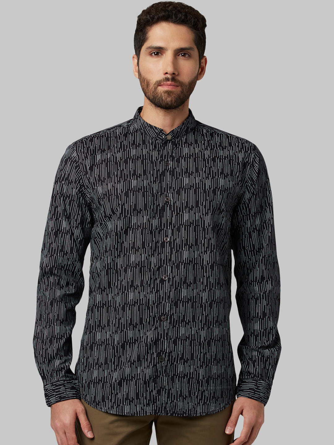

Park Avenue Men Black & Grey Slim Fit Printed Casual Shirt
