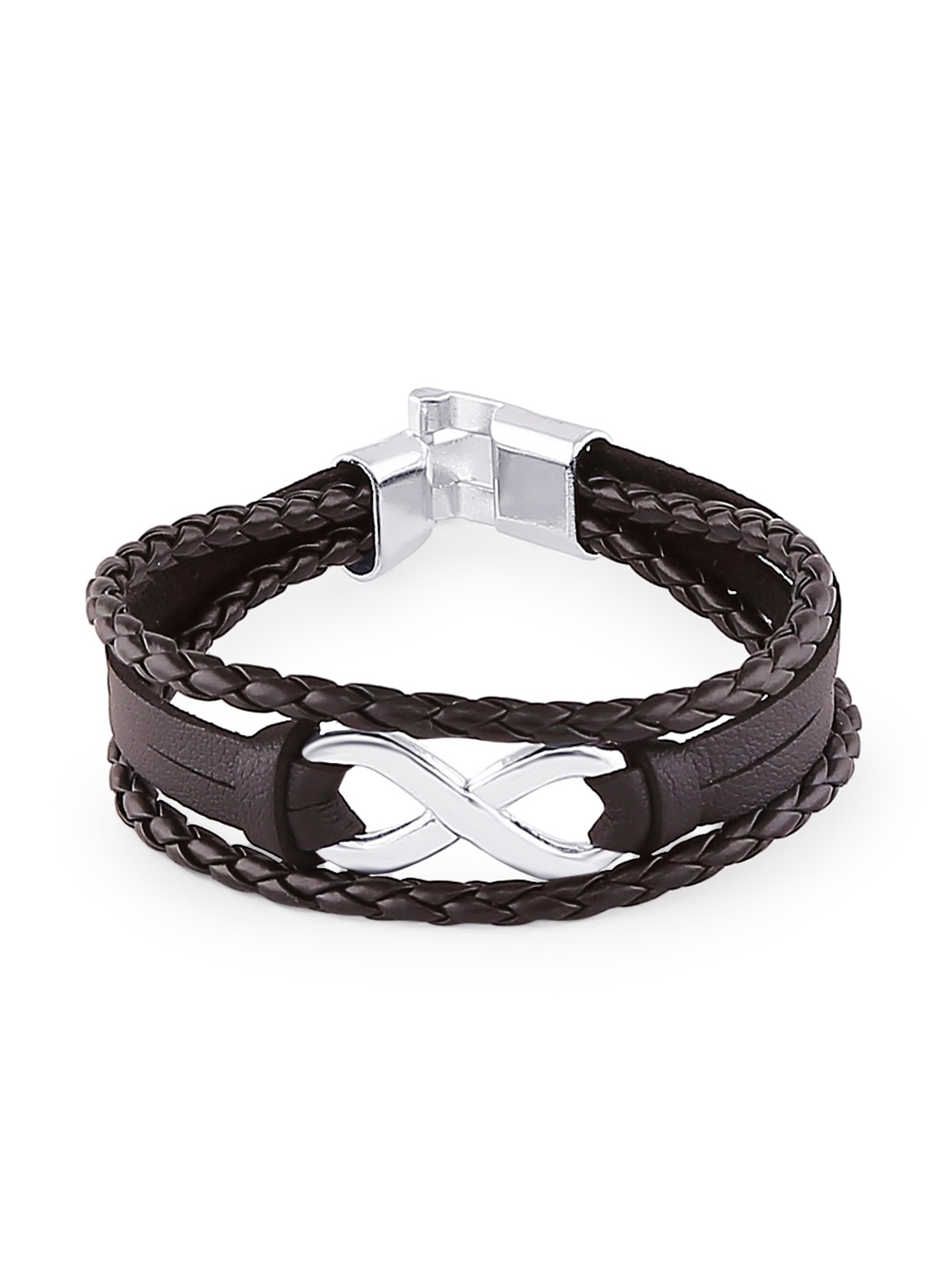 

bodha Men Brown Leather Charm Bracelet