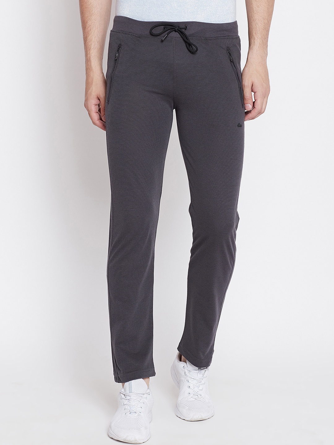 

Okane Men Grey Solid Slim-Fit Track Pants
