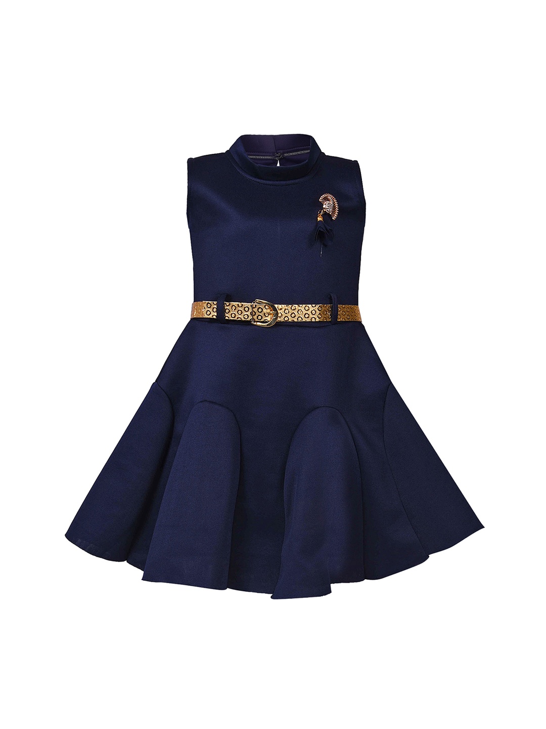 

Wish Karo Girls Navy Blue Fit and Flare Dress