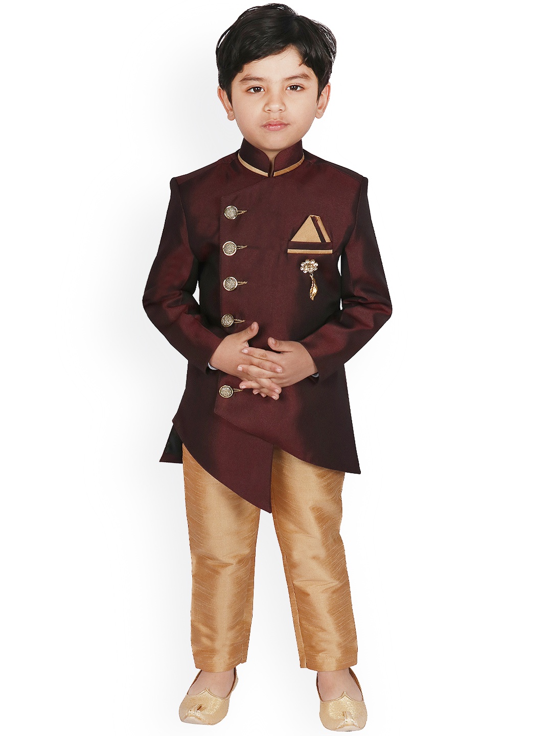 

SG YUVRAJ Boys Maroon Partywear Sherwani